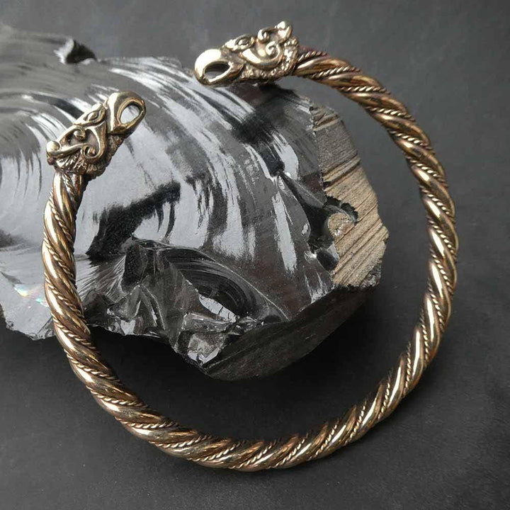 Drachensilber Wikinger Schmuck Armreif Raben Bronze Armschmuck Odins Raben grosser Männer Herren Arm