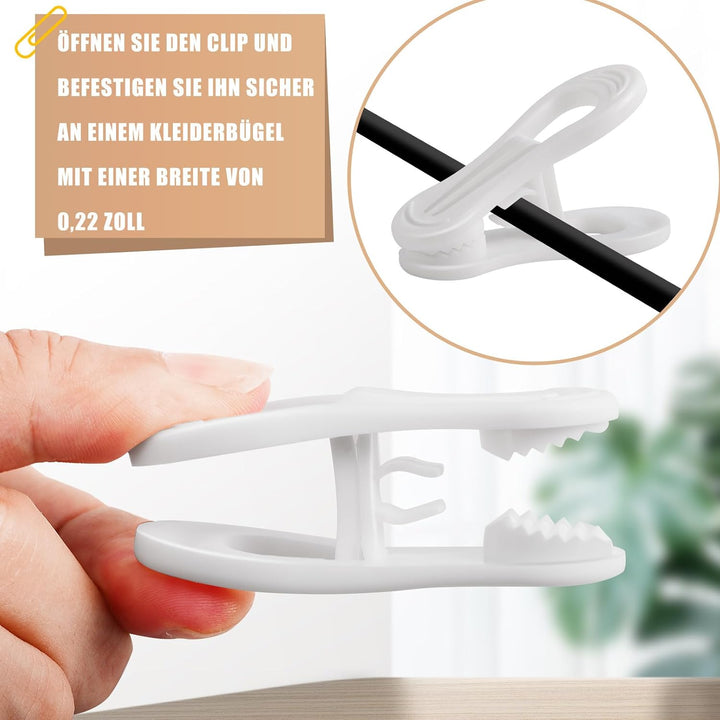 50 Stück Kleiderbügel Clips, Kunststoff Finger-Hosen-Clips, Weisse