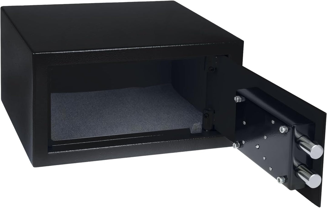 HMF 49217-02 Safe Tresor mit Schlüssel, Möbeltresor | 31 x 17 x 25 cm | Schwarz 31 x 17 x 25 cm Schw