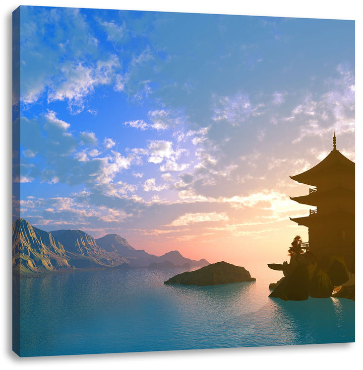 Pixxprint Tempel in Tal als Leinwandbild Quadratisch/Grösse: 70x70 / Wandbild/Kunstdruck/fertig besp