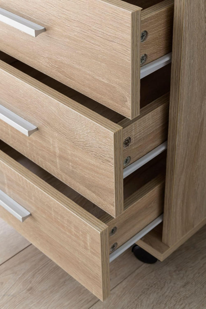 KADIMA DESIGN Rollcontainer WL5.749 40x70,5x33cm Sonoma | Schreibtisch-Container Rollschrank 4 Schub