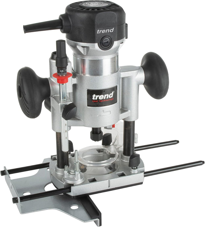 Trend T1 Doppelbasis-Oberfräse, 8mm Spannzange, 710W, 230V, Kompaktes Präzisions-Schneidwerkzeug für