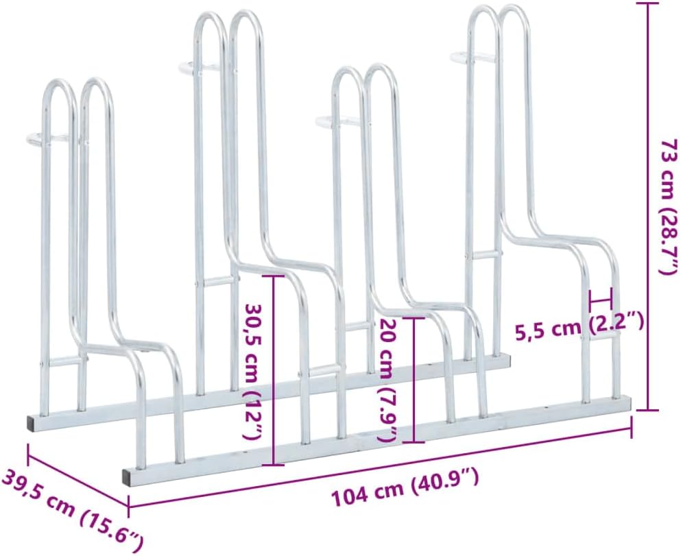 vidaXL Fahrradständer, Aufstellständer für 4 Fahrräder, Radständer Freistehend, Mehrfachständer Bode