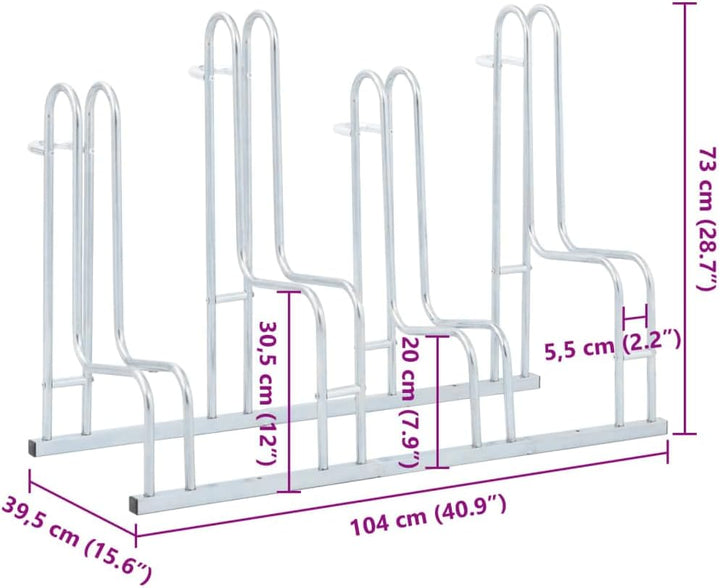 vidaXL Fahrradständer, Aufstellständer für 4 Fahrräder, Radständer Freistehend, Mehrfachständer Bode