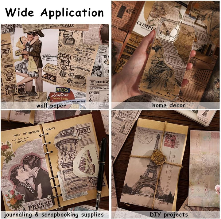 240 Blätter Vintage Scrapbooking Papier Deko 17x12cm Retro Scrapbooking Zubehör Tagebuch Papier Bast