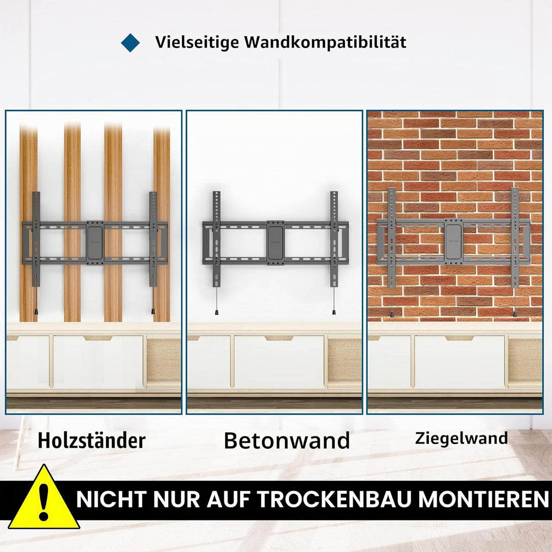 BONTEC TV Wandhalterung, Neigbare Halterung für 37-82 Zoll Flach & Curved LED/LCD/OLED/Plasma Fernse