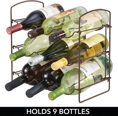 mDesign Weinregal für 9 Flaschen Wein, Bier, Wasser usw. – Flaschenhalter mit 3 Ebenen für die Küche
