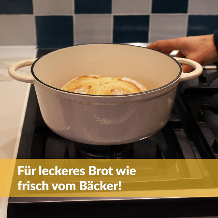 Gusseisen Topf Brot Backen 24 Cm, 3,5 L Schmortopf, Emailliert Zum Schmoren, und Braten, Brotbacktop