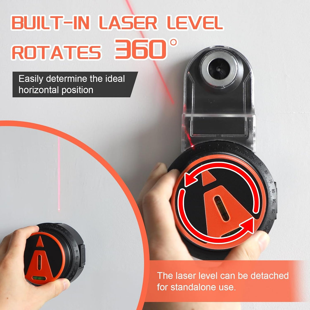 CPROSP Bohrstaubfänger mit Laser Wasserwaage, 2-in-1 Bohrstaubsammler mit 800mAh Akku, Elektronische