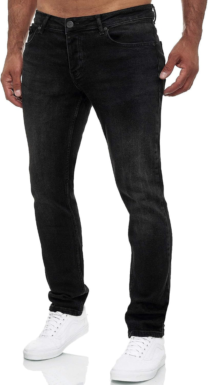MERISH Jeans Herren Destroyed Hose Jeanshose Slim Fit Männer Denim 2081-1001 32W / 32L 502-3 Schwarz