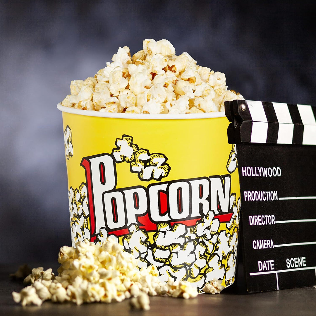 Relaxdays 24 x Popcorn Eimer, Popcorn Behälter Kunststoff, Popcornkübel wiederverwendbar, 2,8 l, Ret