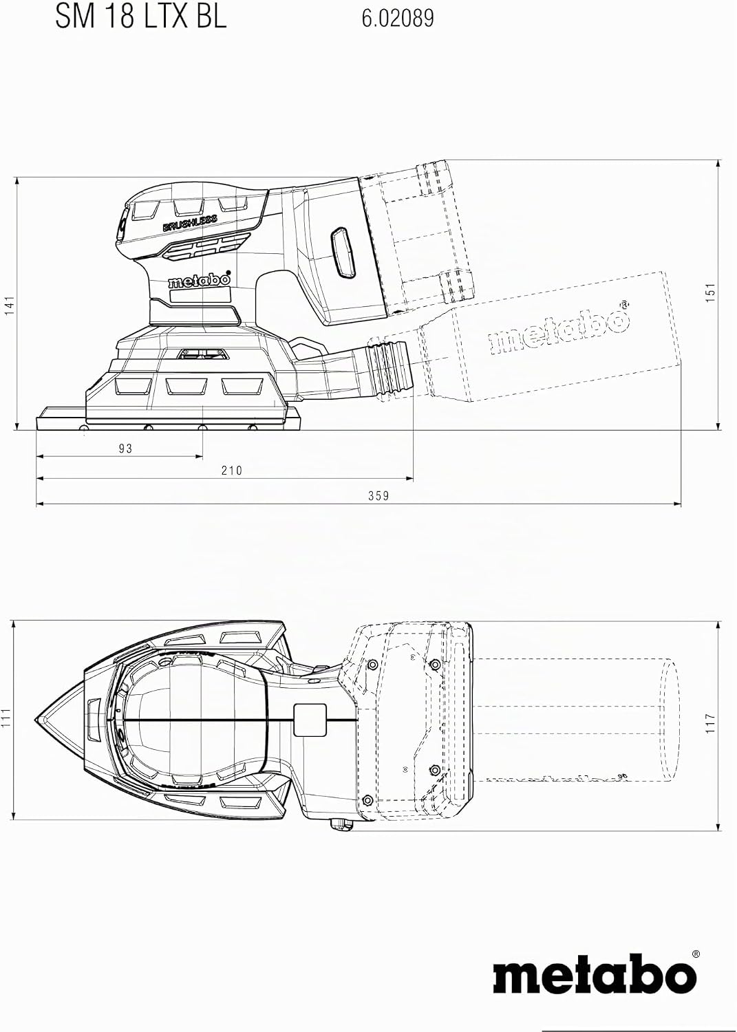 metabo Akku-Multischleifer SM 18 LTX BL - 18 V, CAS, 20.000 /min Schwingzahl - Brushless Motor, Drei