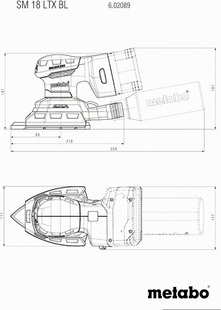 metabo Akku-Multischleifer SM 18 LTX BL - 18 V, CAS, 20.000 /min Schwingzahl - Brushless Motor, Drei