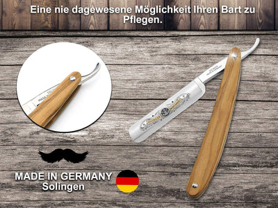 Rasiermesser Set aus Solingen Made in Germany mit Holzgriff Rasier-Set mit Rasiermesser und Streichr