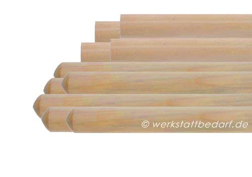 10x Besenstiele aus Kiefernholz 160cm Ø24mm, ohne Konus