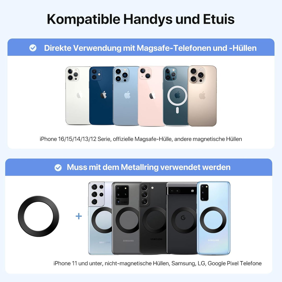 Miracase Handyhalterung Auto für MagSafe [20x N52 Magnet] Smartphone Halterung Universal Magnetische