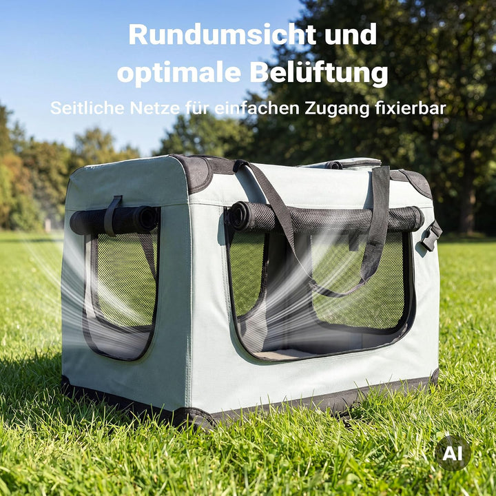 Fudajo Faltbare Transportbox für Haustiere, Grösse L (70x52x50 cm), mit Tragegriff und Liegedecke L