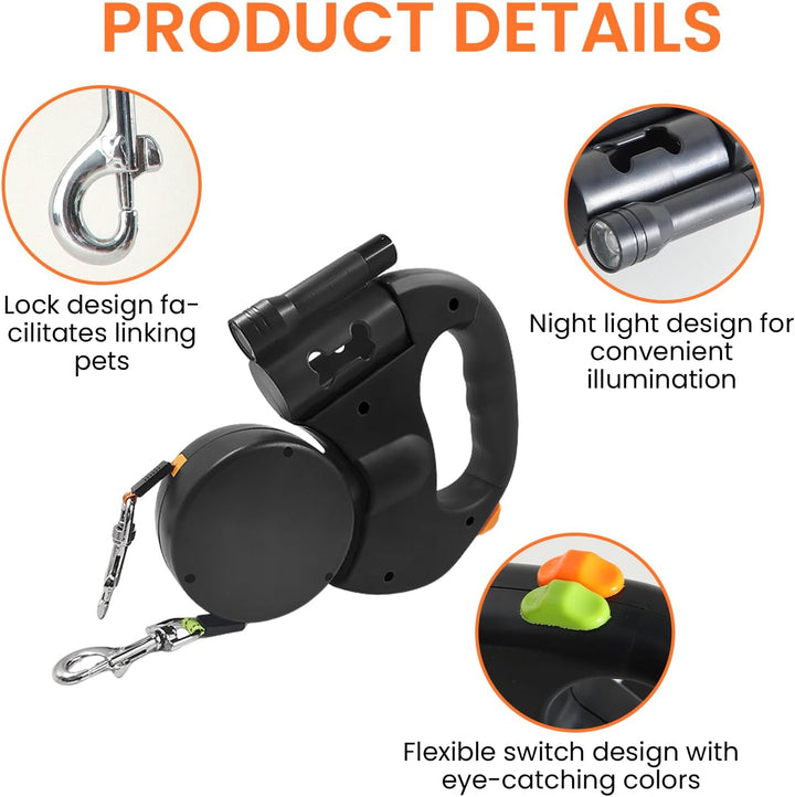 Rollleine Hundeleine, 3 Meter Doppelte Einziehbare Hundeleine Mit Bequemen Ergonomischer Griff, Ausz