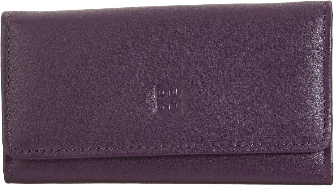 DUDU Klassische mehrfarbige Schlüsselmappe in Leder mit 6 Haken Deep Purple, Deep Purple