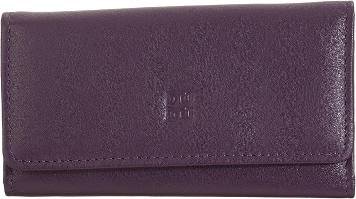 DUDU Klassische mehrfarbige Schlüsselmappe in Leder mit 6 Haken Deep Purple, Deep Purple