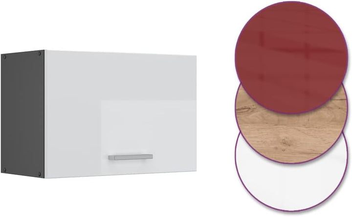 Vicco Hängeschrank R-Line, Weiss Hochglanz/Anthrazit, 60 cm Flach Weiss Hochglanz Dunsthaubenschrank