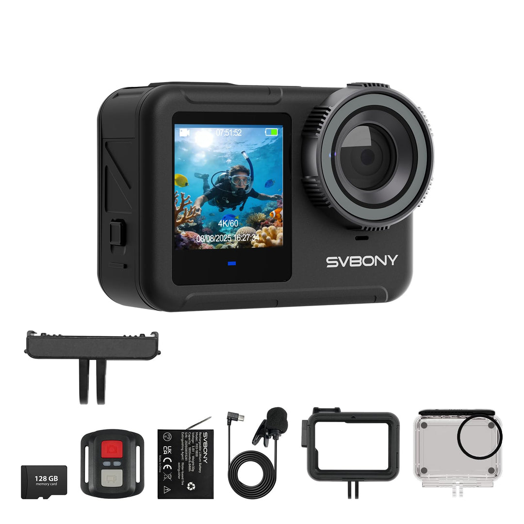 SVBONY SVGo3 4K 30FPS Action Cam, Aufnahmen bei Schwachem Licht, Magnetischer Schnellverschluss, 128