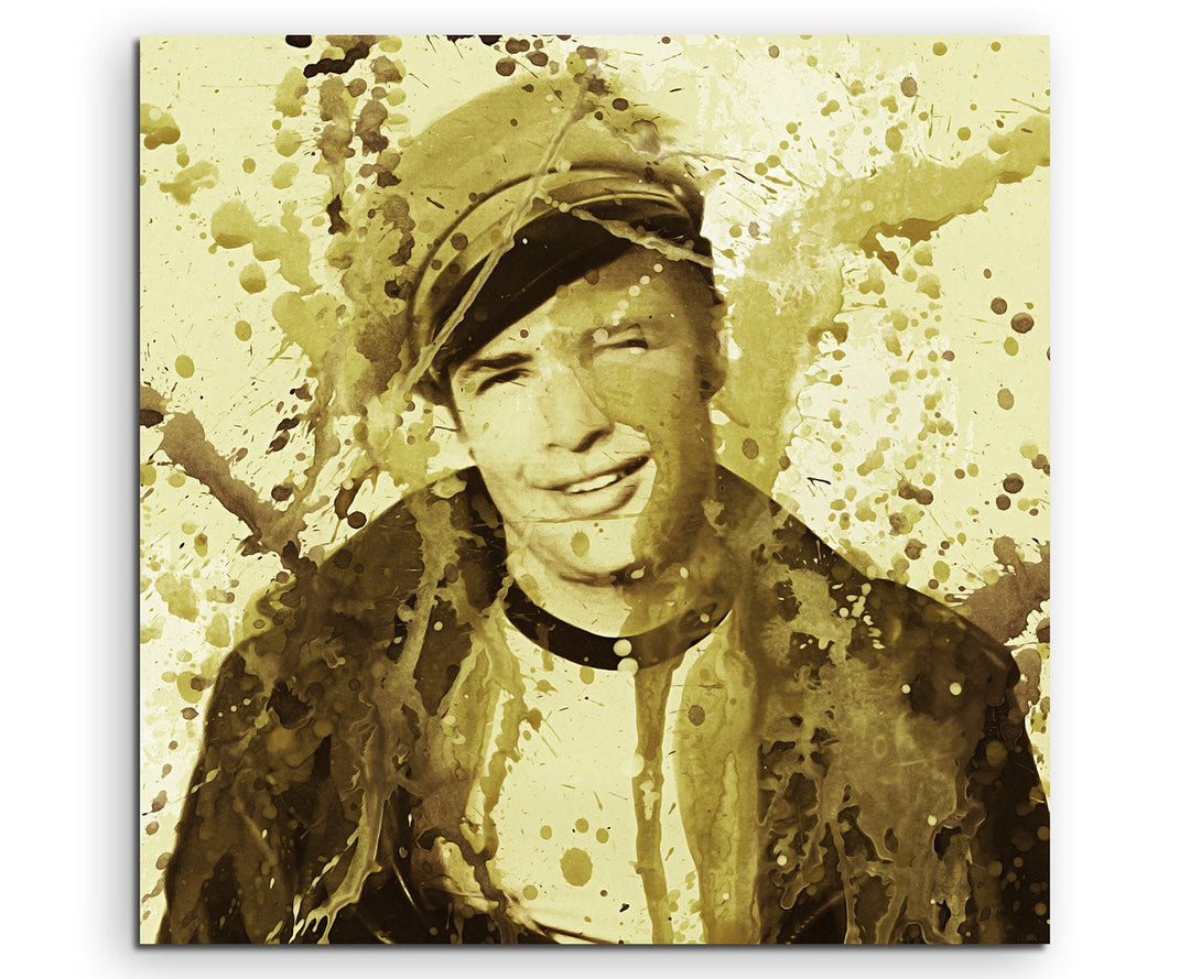Marlon_Brando_II_60x60cm Splash Art Paul Sinus Aquarell, Gemälde, Kunstbild auf Leinwand