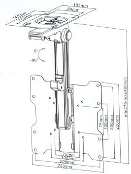 HALTERUNGSPROFI Premium TV Deckenhalterung, bis zu 105° neigbar für Dachschrägen, Höhe verstellbar,