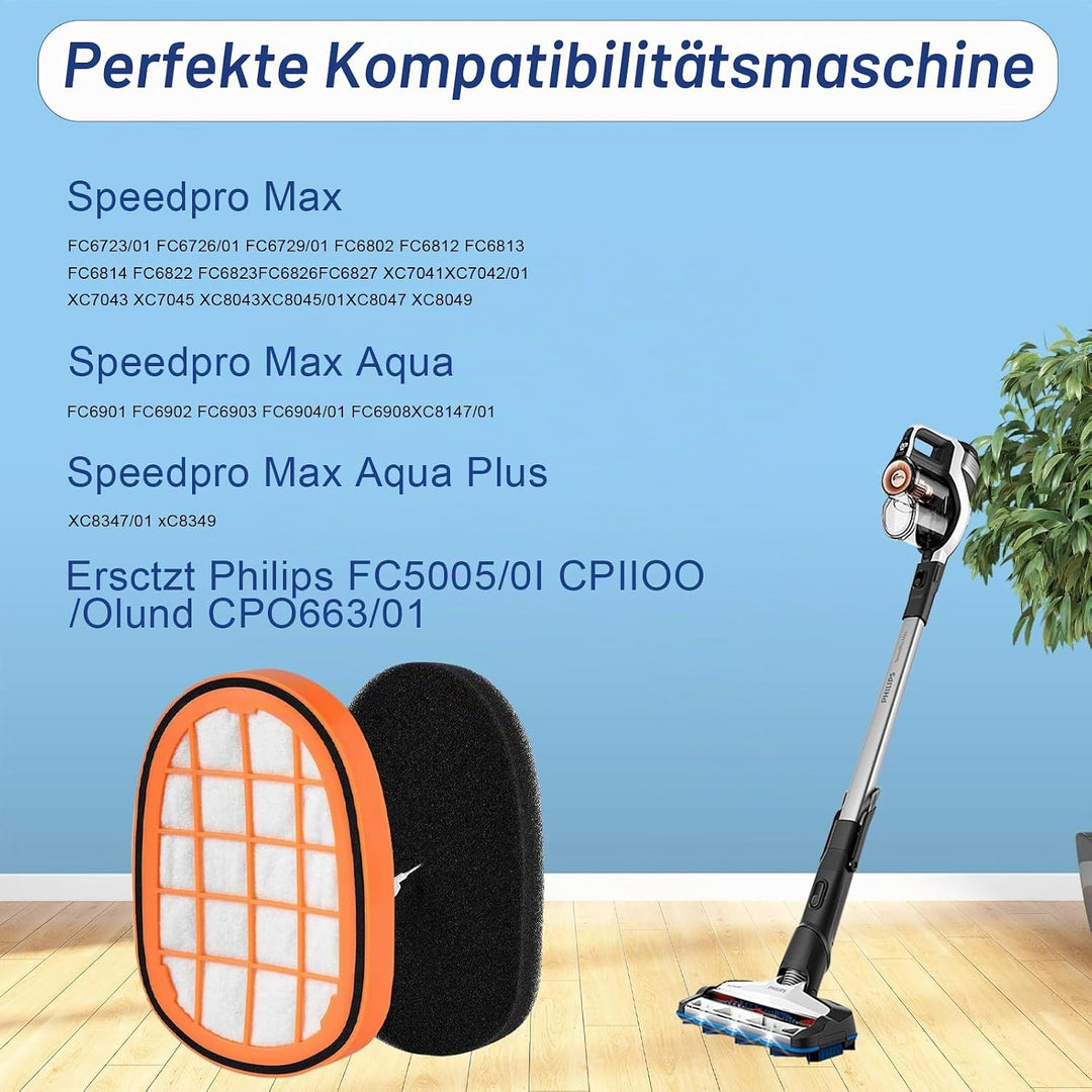 6 Stück Filter für Philips SpeedPro Max Aqua Akkusauger FC6723/01 FC6901-FC6904 XC7042/01 XC8045/01