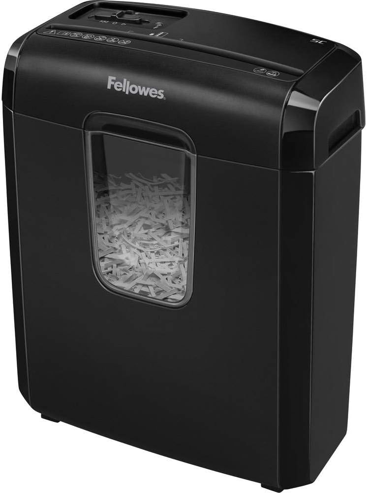 Fellowes Aktenvernichter 6 Blatt Partikelschnitt (P4), Papierschredder für Zuhause, Powershred 6C, S