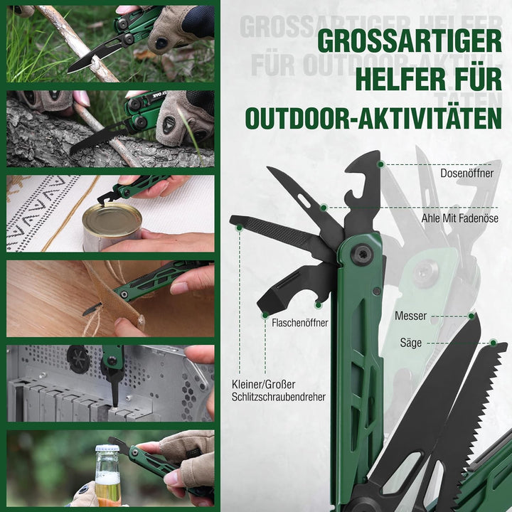 Mossy Oak Multifunktionszange, 27-in-1 Multitool Werkzeug, Faltbares Edelstahl Multifunktionswerkzeu
