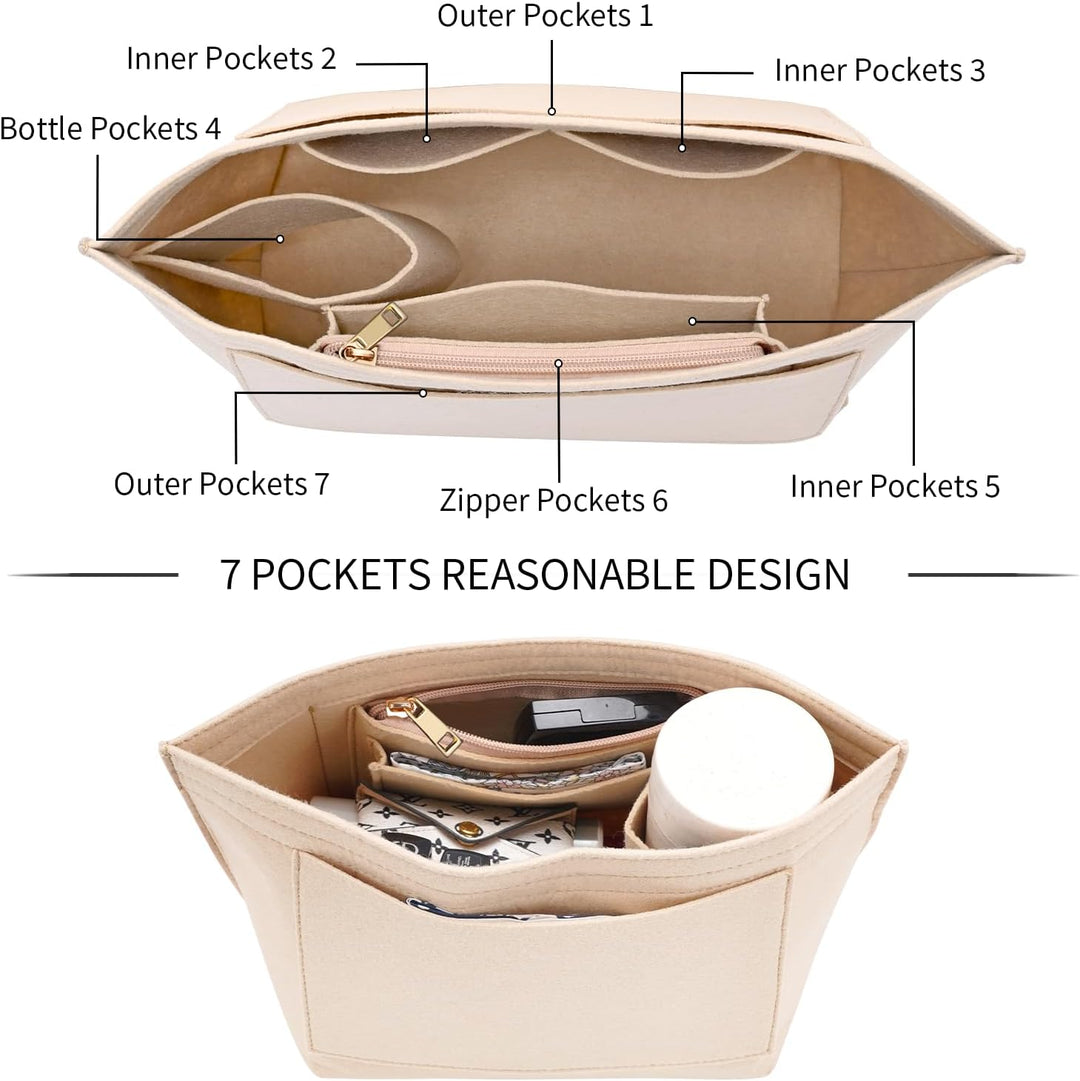 LOUKAYCCI Filz-Organizer-Handtascheneinsatz für Longchamp Le Pliage S, Grösse S, Beige Small Beige,