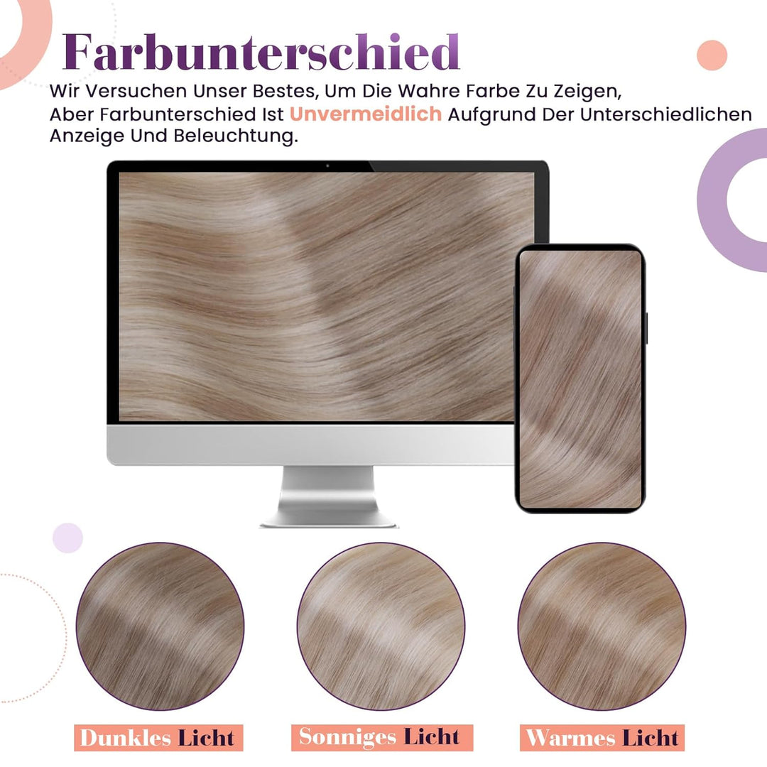 LaaVoo Blond Clip in Extensions Echthaar Highlight Echthaar Clip in Extensions 40cm Clip in Haarverl
