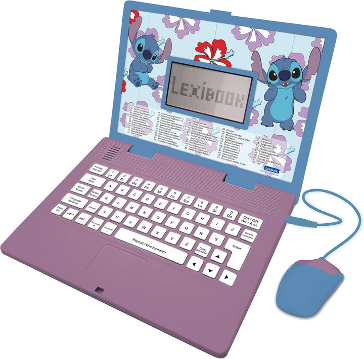 Lexibook, Disney Stitch, zweisprachiger deutsch/englischer Lerncomputer, Spielzeug für Kinder mit 12