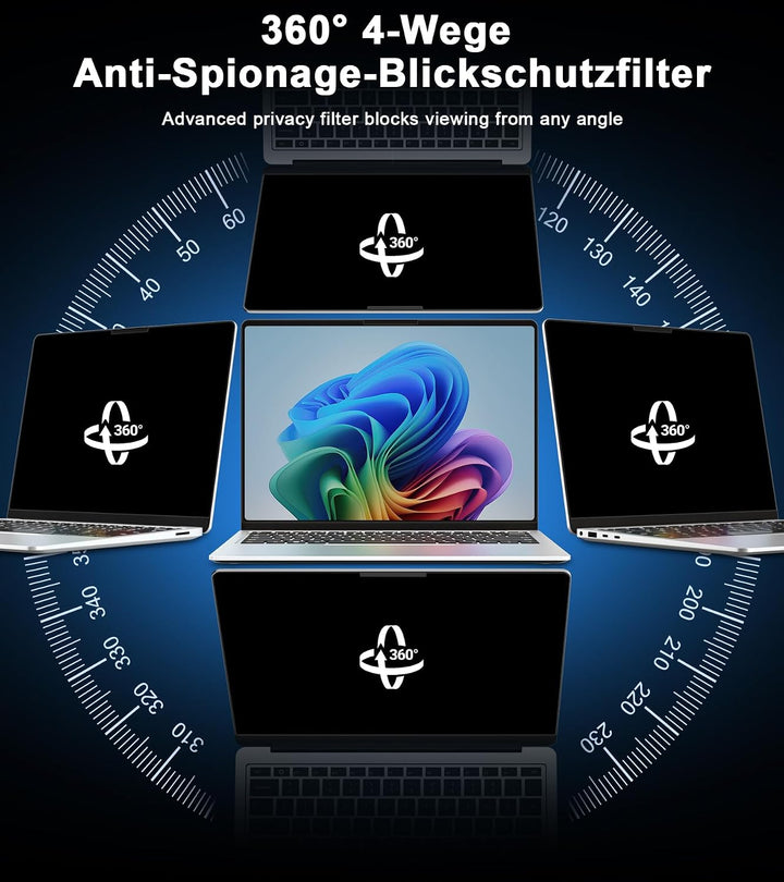 STARY 360° Sichtschutzfolie 13,5 Zoll Microsoft Surface Laptop 1/2/3/4/5, Selbstklebende Blendschutz
