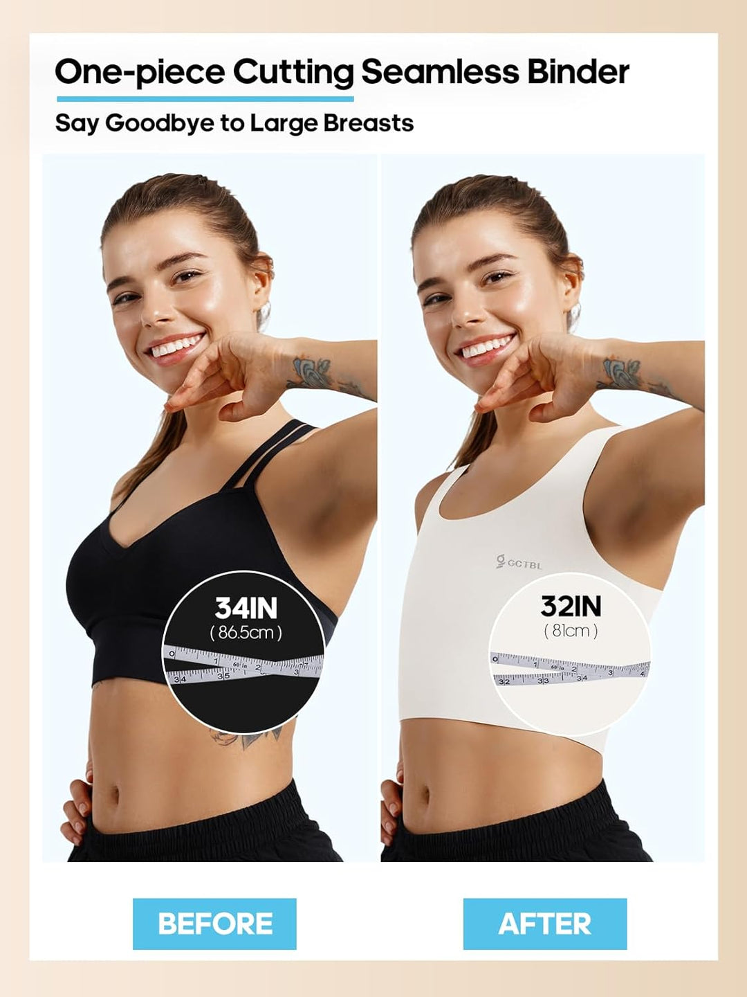 Trans Binder Transgender FTM Brust Binder für Damen Atmungsaktive Halb Kompression BH Weiss XXL, Wei