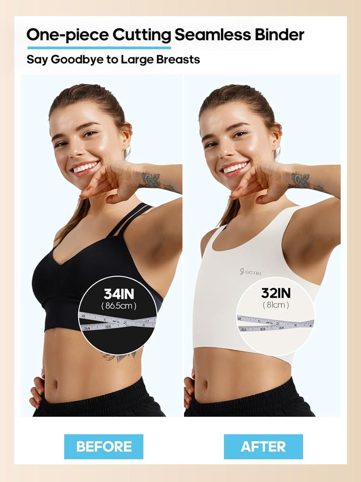 Transgender Brust Binder FTM Damen Trans Binder für Grosse Brüste Atmungsaktive Halb Binder BH (W, 4