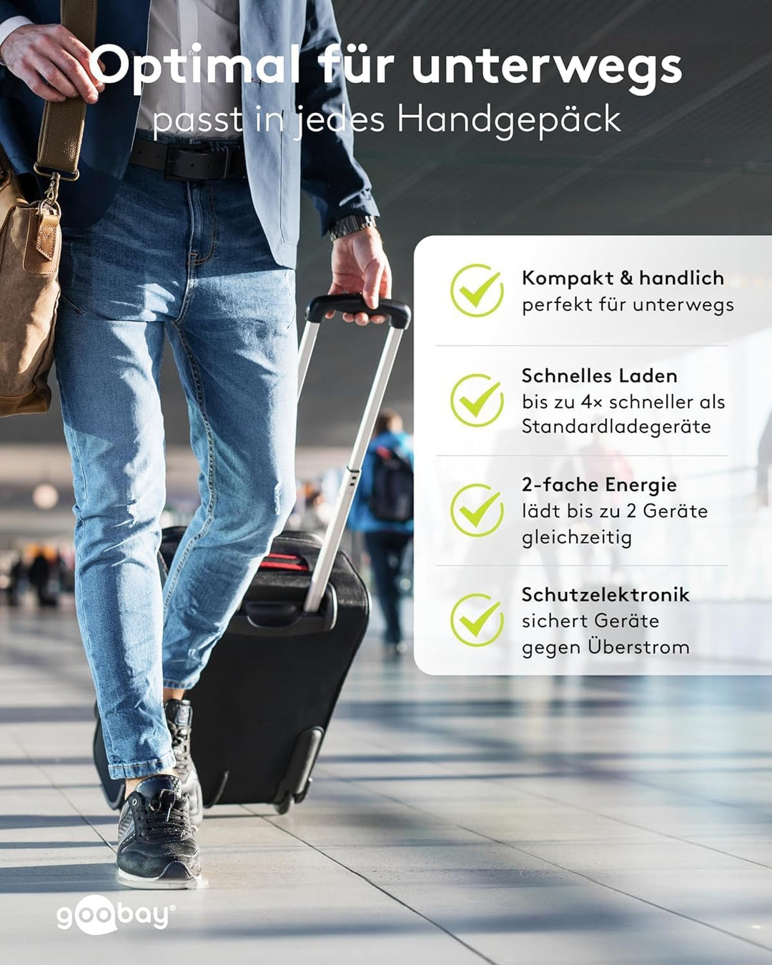 Goobay 65412 Dual Ladegerät 45W / USB-C &amp; USB-A Schnellladegerät Power Delivery/Ladenetzteil mit 2 U