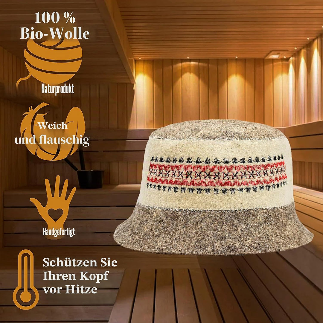 SHSH trade group Ukrainische Wolle Saunahut Vyshyvanka Finnische Banya Saunamütze für Damen und Herr