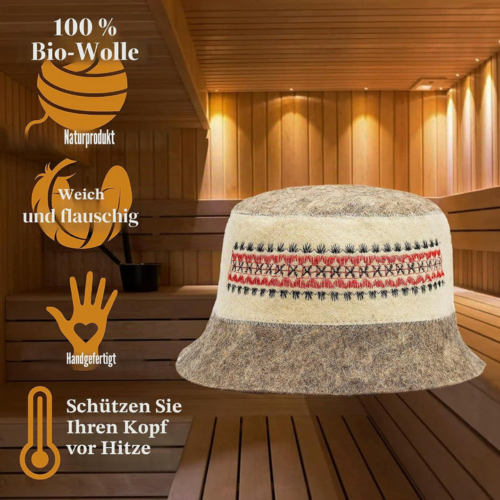 SHSH trade group Ukrainische Wolle Saunahut Vyshyvanka Finnische Banya Saunamütze für Damen und Herr