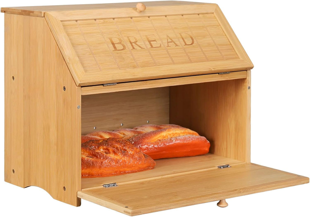 Leader Accessories Bambus Brotkasten 2 Etagen Brotbehälter lebensmittelecht Brotaufbewahrung pflegel