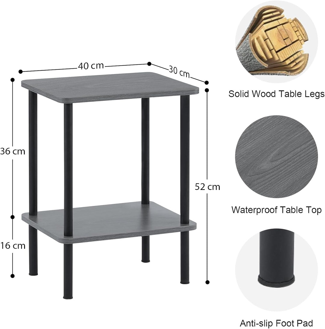 APICIZON Beistelltisch Holz, 2 Tier Nachttisch Schmal, 40x30x52cm, Beistelltisch Klein mit Stauraum,