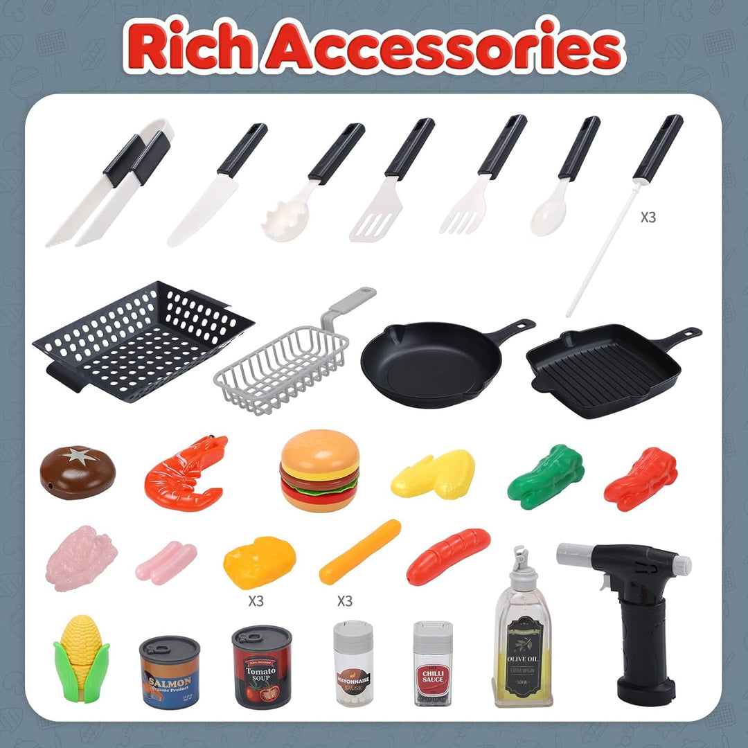 CUTE STONE BBQ Grillspielzeug für Kinder mit farbwechselndem Spielessen, brutzelnden Geräuschen & Li