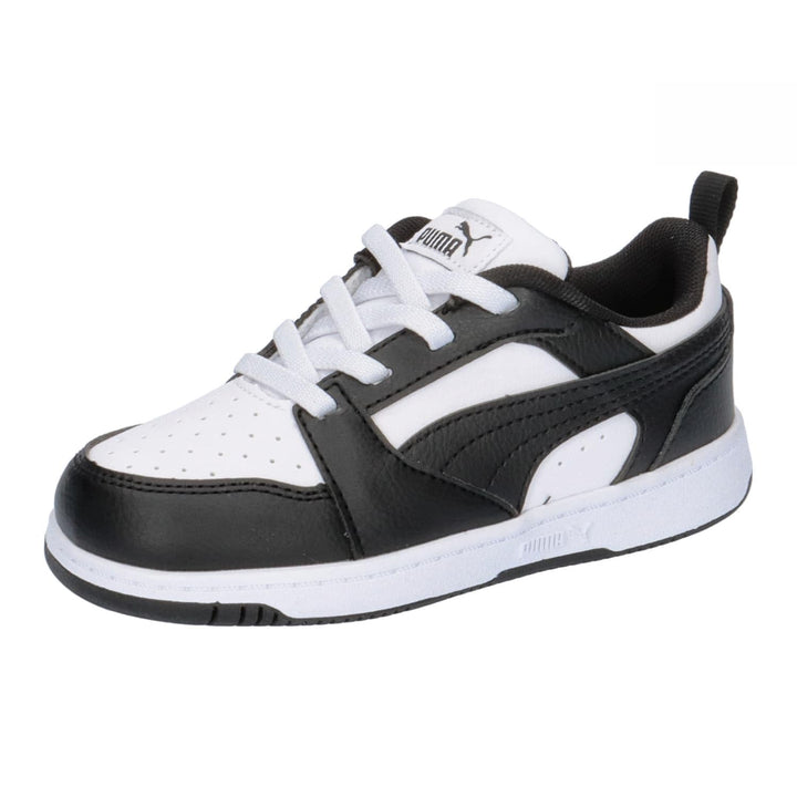 PUMA Unisex Kinder Rebound V6 Lo Jr Sneaker 35.5 EU Puma White Puma Black, 35.5 EU Puma White Puma B