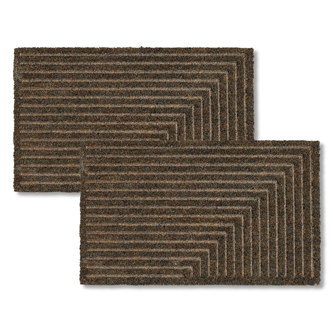 ASTRA Moderne Fussmatte Haustür - Kokosmatte 2er Set 45x75cm Streifen grau - rutschfeste Schmutzfang