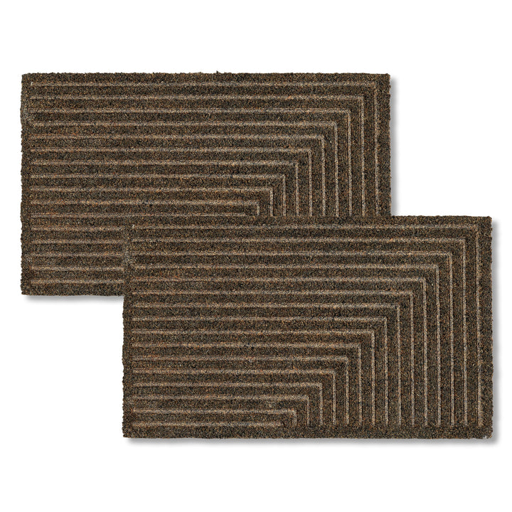 ASTRA Moderne Fussmatte Haustür - Kokosmatte 2er Set 45x75cm Streifen grau - rutschfeste Schmutzfang