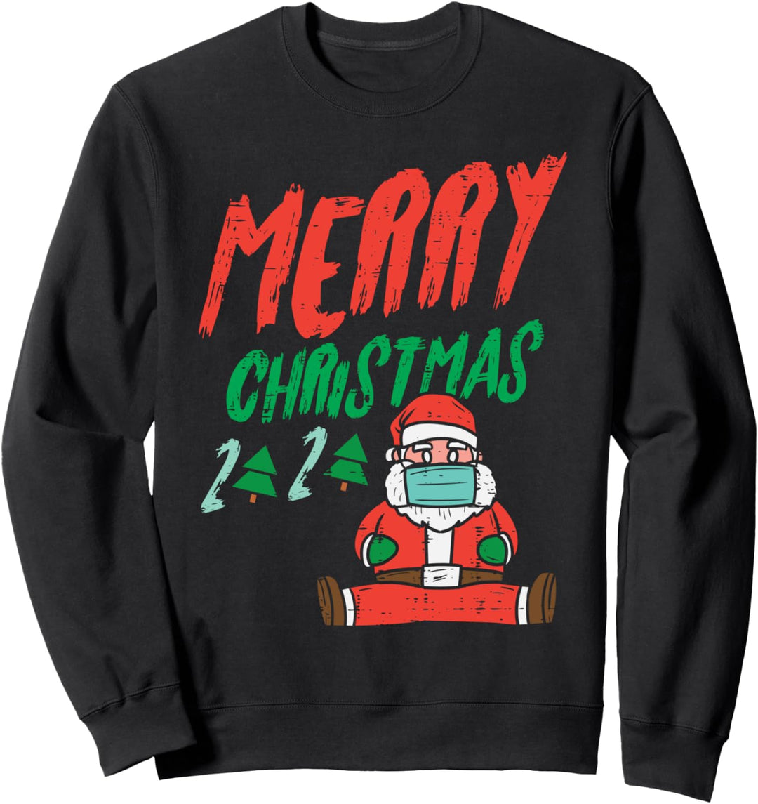 Merry Christmas Tree 2020 Santa In Mask Xmas Quarantine Gift Sweatshirt