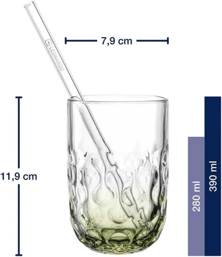 LEONARDO HOME GOCCE Matcha Latte Glas • 2 Latte Macchiato Gläser + Trinkhalme • LM Becher für Siebtr