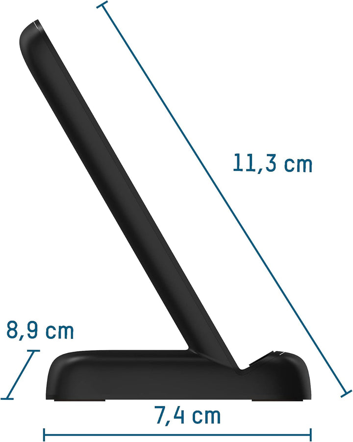 ANSMANN kabelloses Ladegerät 15W Qi-zertifizierter Wireless Charger, 3-Spulen Ladestation (vertikal,