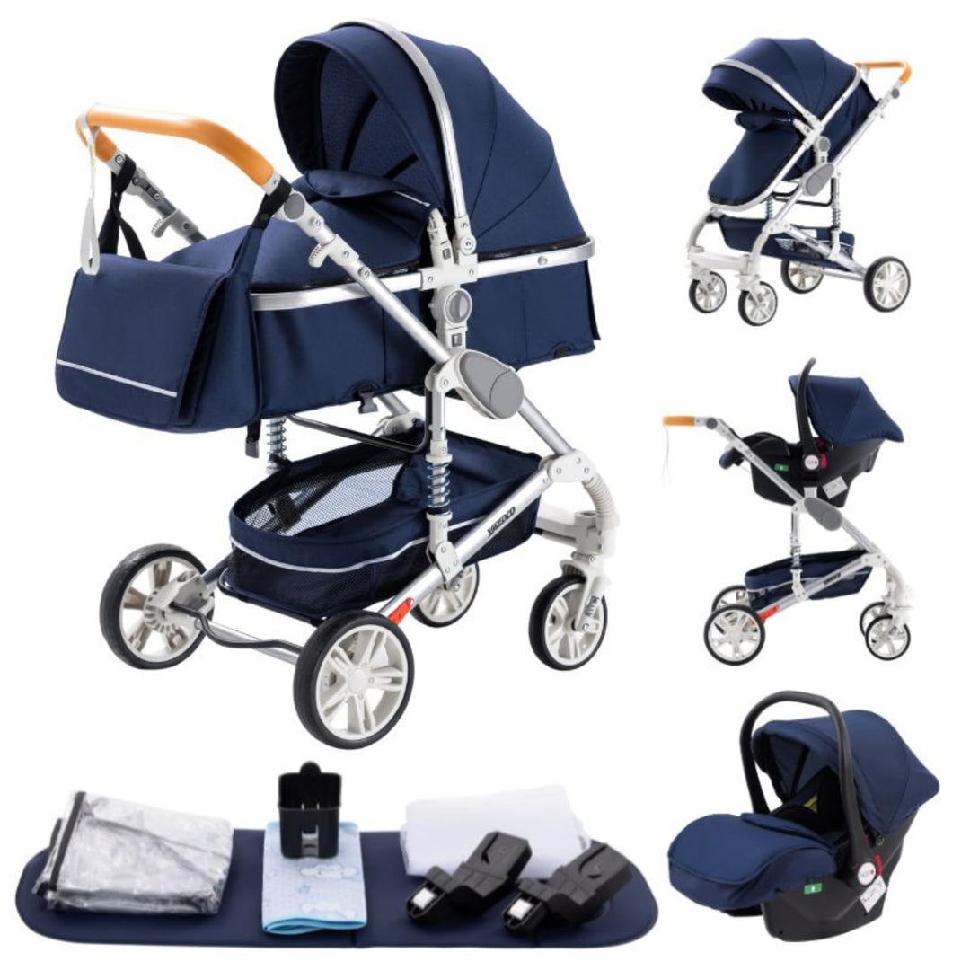 GLOKID Kinderwagen 3 in 1,Reisesysteme, Buggy mit Umkehrbarem Zwei-Wege-Schub,Babywanne Buggy&Sports